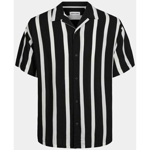 Abbigliamento Uomo Camicie maniche lunghe Jack & Jones 12249367 RESORT STRIPE-BLACK Nero
