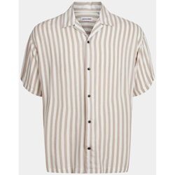 Abbigliamento Uomo Camicie maniche lunghe Jack & Jones 12249367 RESORT STRIPE-CROCKERY Beige