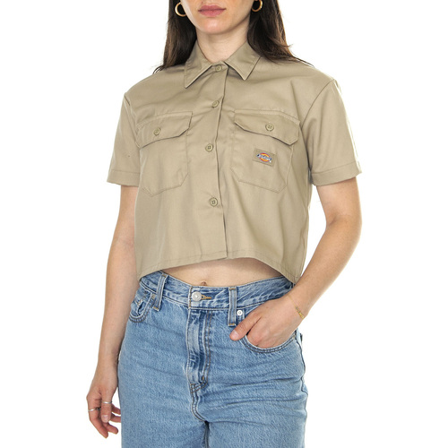 Abbigliamento Donna Camicie Dickies Work Shirt Cropped SS W Khaki Beige