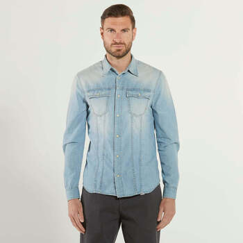 Abbigliamento Uomo Camicie maniche lunghe Cycle camicia in denim jeans chiaro Blu