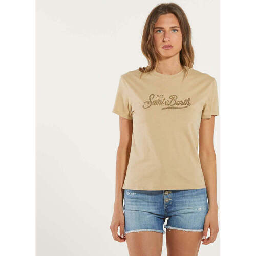 Abbigliamento Donna T-shirt maniche corte Mc2 Saint Barth t-shirt emilie SB strass beige Beige