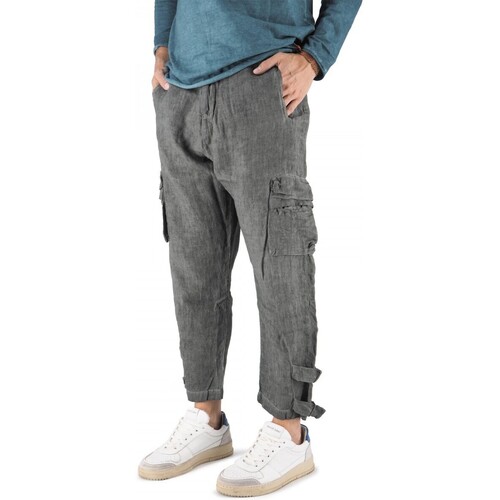 Abbigliamento Uomo Jeans Never Enough Pantalone Cargo In Lino Verde