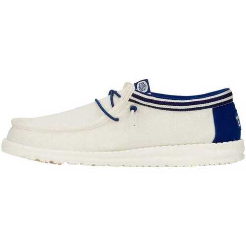 Scarpe Uomo Sneakers HEYDUDE WALLY LETTERMAN  WHITE BLUE Bianco