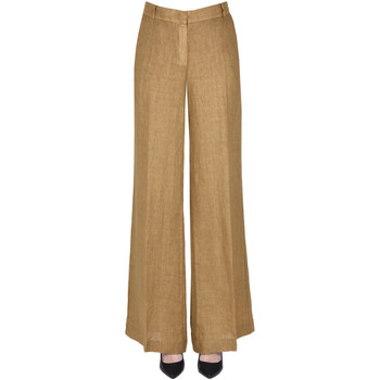 Abbigliamento Donna Pantaloni Kiltie Pantaloni gamba ampia in lino PNP00003136AE Marrone
