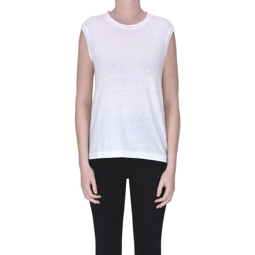 Abbigliamento Donna Top / T-shirt senza maniche Base Milano Top in lino oversize TPT00003127AE Bianco