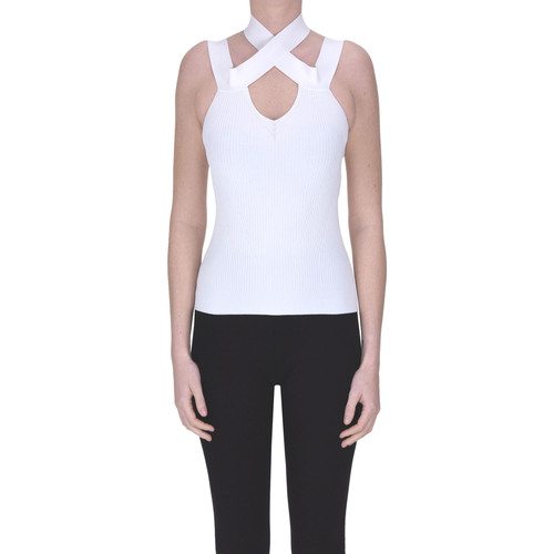 Abbigliamento Donna Top / T-shirt senza maniche D.exterior Top in tessuto lavorato TPT00003125AE Bianco
