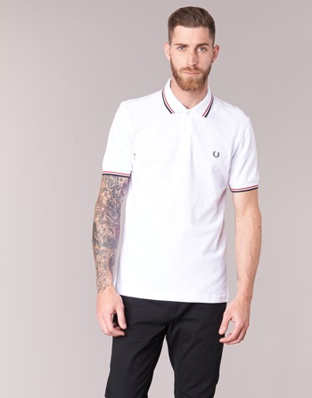 Fred Perry SLIM FIT TWIN TIPPED Bianco / Rosso