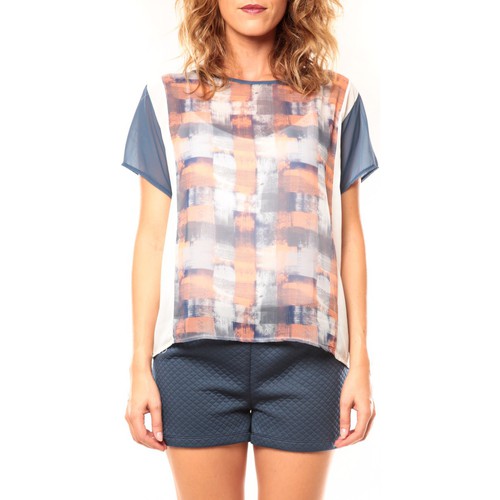 Abbigliamento Donna T-shirt maniche corte Coquelicot T-shirt CQTW14321 Blanc/Bleu Blu
