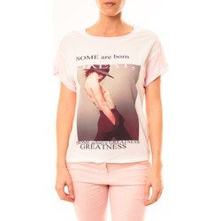Abbigliamento Donna T-shirt maniche corte By La Vitrine Tee-shirt B005 Blanc/Rose Rosa