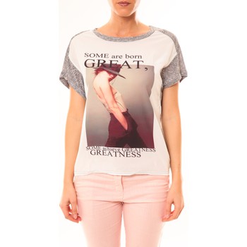 Abbigliamento Donna T-shirt maniche corte By La Vitrine Tee-shirt B005 Blanc/Gris Grigio