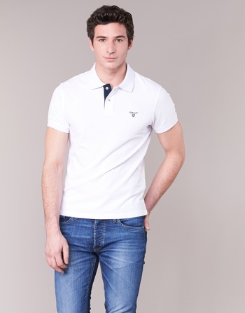Abbigliamento Uomo Polo maniche corte Gant CONTRAST COLLAR PIQUE Bianco