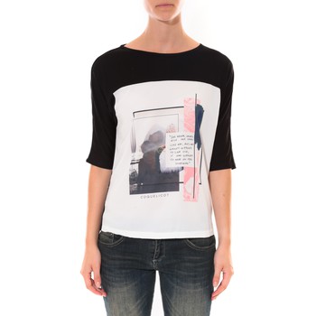 Abbigliamento Donna T-shirt maniche corte Coquelicot Tee shirt  Noir & Blanc 16409 Nero
