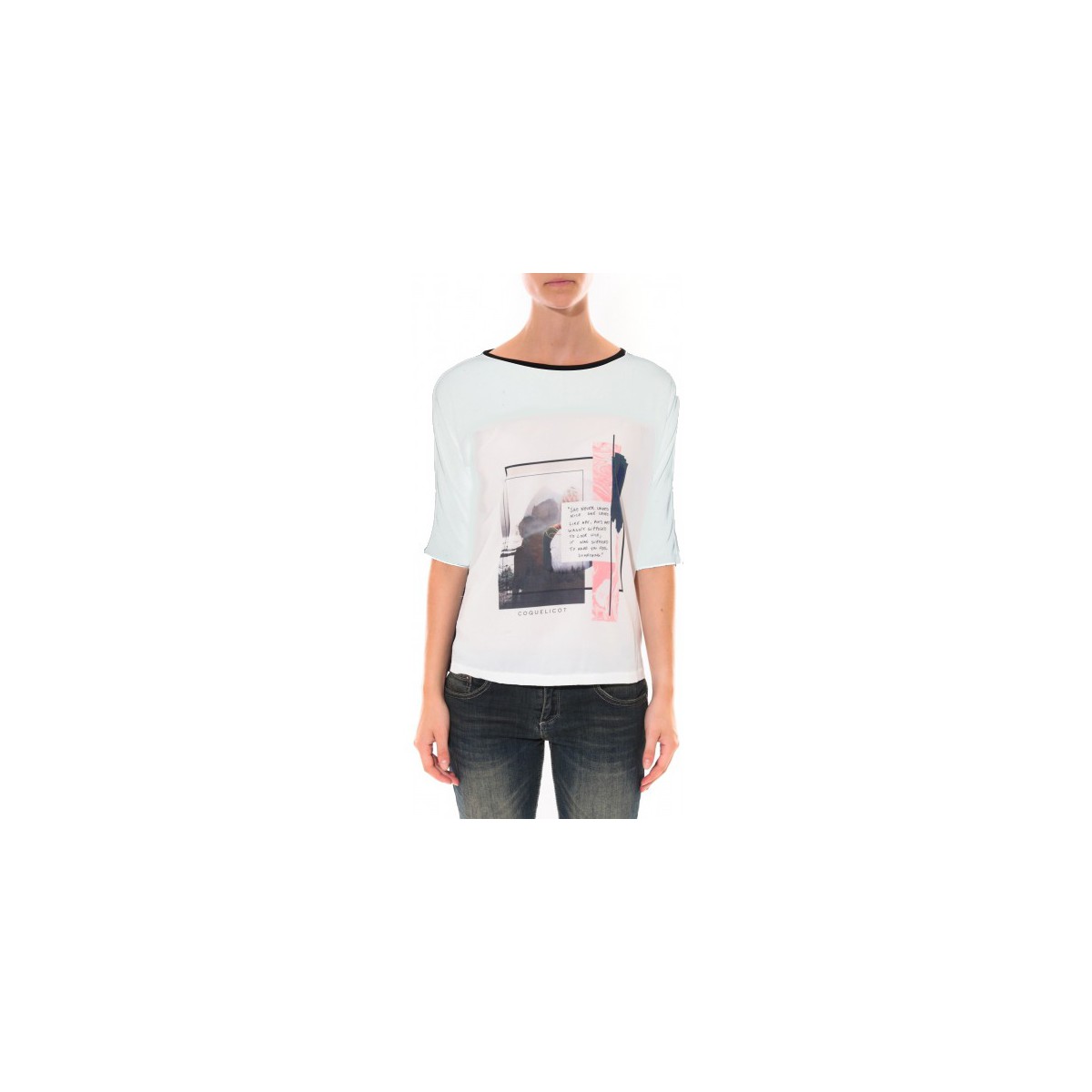Abbigliamento Donna T-shirt maniche corte Coquelicot Tee shirt   Blanc 16409 Bianco