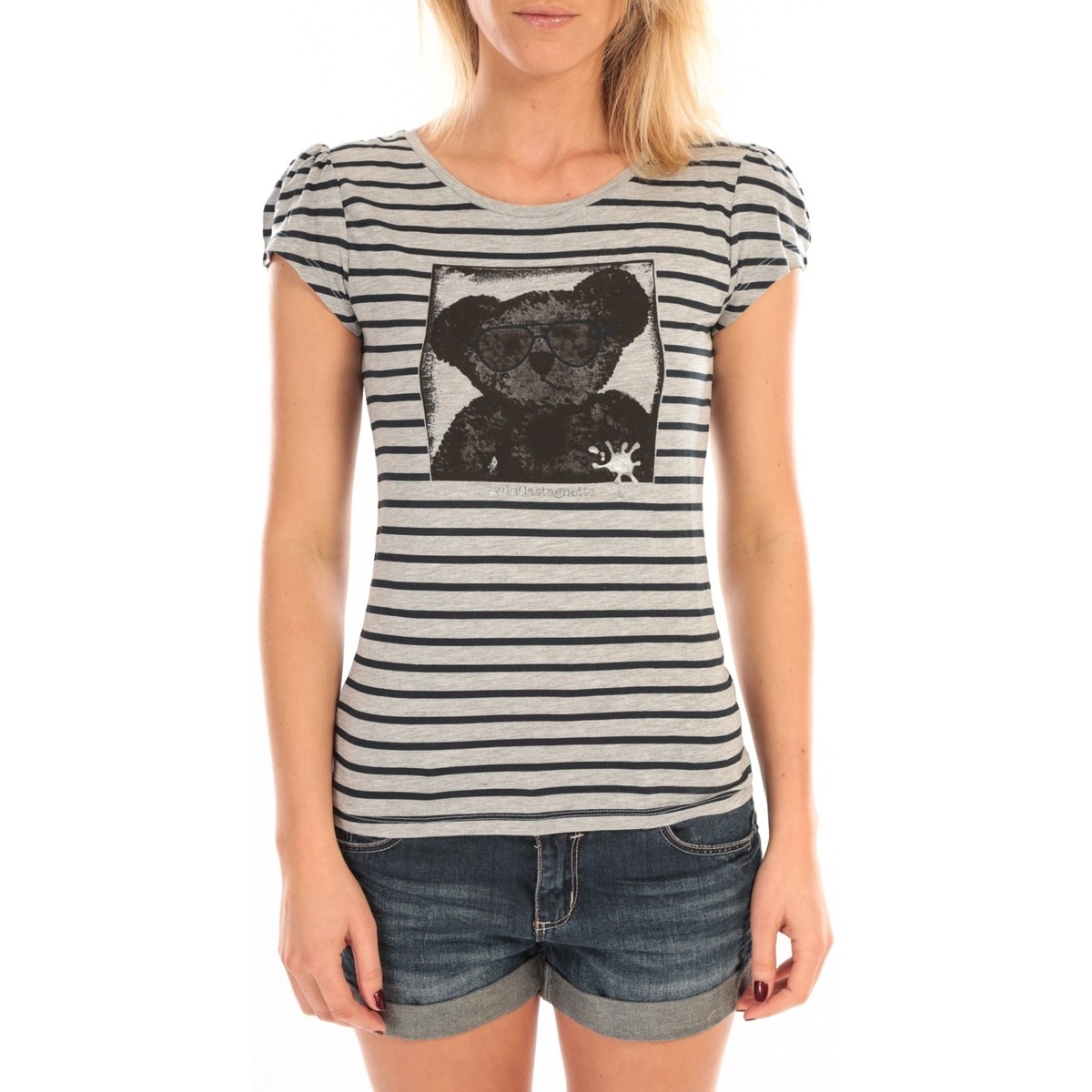 Abbigliamento Donna T-shirt maniche corte LuluCastagnette T-Shirt Liss Rayure Gris Grigio