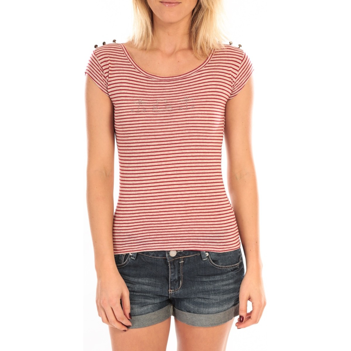 Abbigliamento Donna T-shirt maniche corte LuluCastagnette T-Shirt Jeny Rayé Rouge Rosso