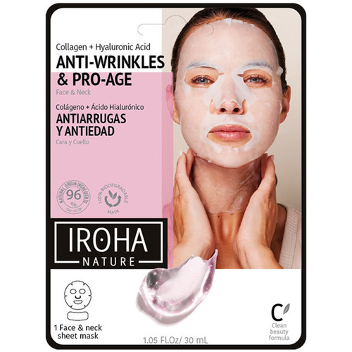 Bellezza Donna Antietà & Antirughe Iroha Nature 100% Cotton Face & Neck Mask Collagen-antiage 