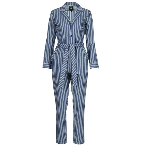 Abbigliamento Donna Tuta jumpsuit / Salopette G-Star Raw DELINE JUMPSUIT WMN L/S Blu / Bianco