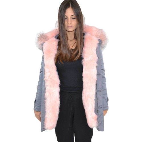 Abbigliamento Donna Parka K-Zell Parka donna invernale con pelliccia rosa eco giacca giubbotto p Grigio