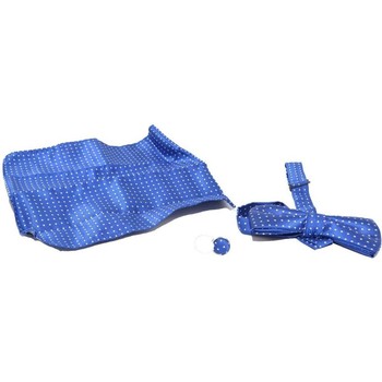 Abbigliamento Uomo Cravatte e accessori Malu Shoes Set coordinato uomo papillon con gemelli e pochette blu con fan BLU