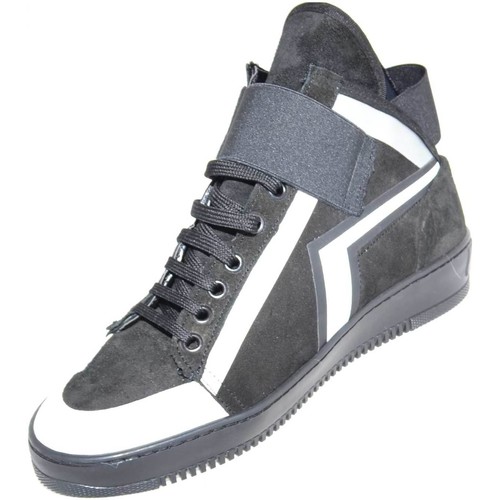 Scarpe Uomo Sneakers alte Malu Shoes Sneakers alta made in italy  art.PM002 in vera pelle scamosciat Nero