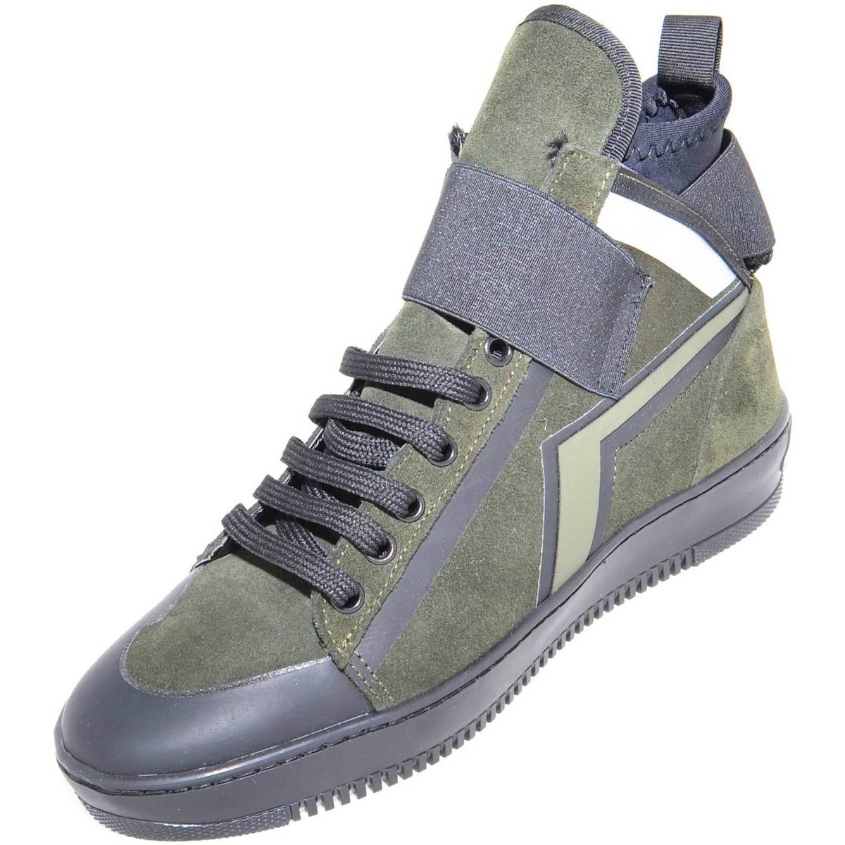 Scarpe Uomo Sneakers alte Malu Shoes Sneakers alta made in italy  art.PM002 in vera pelle scamosciat Verde