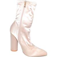 Scarpe Donna Tronchetti Malu Shoes Tronchetti donna raso elasticizzato champagne effetto calzino c ROSA