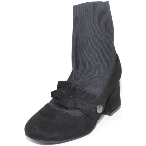 Scarpe Donna Tronchetti Malu Shoes scarpe donna tronchetto calzino moda slip on con mocassino base Nero