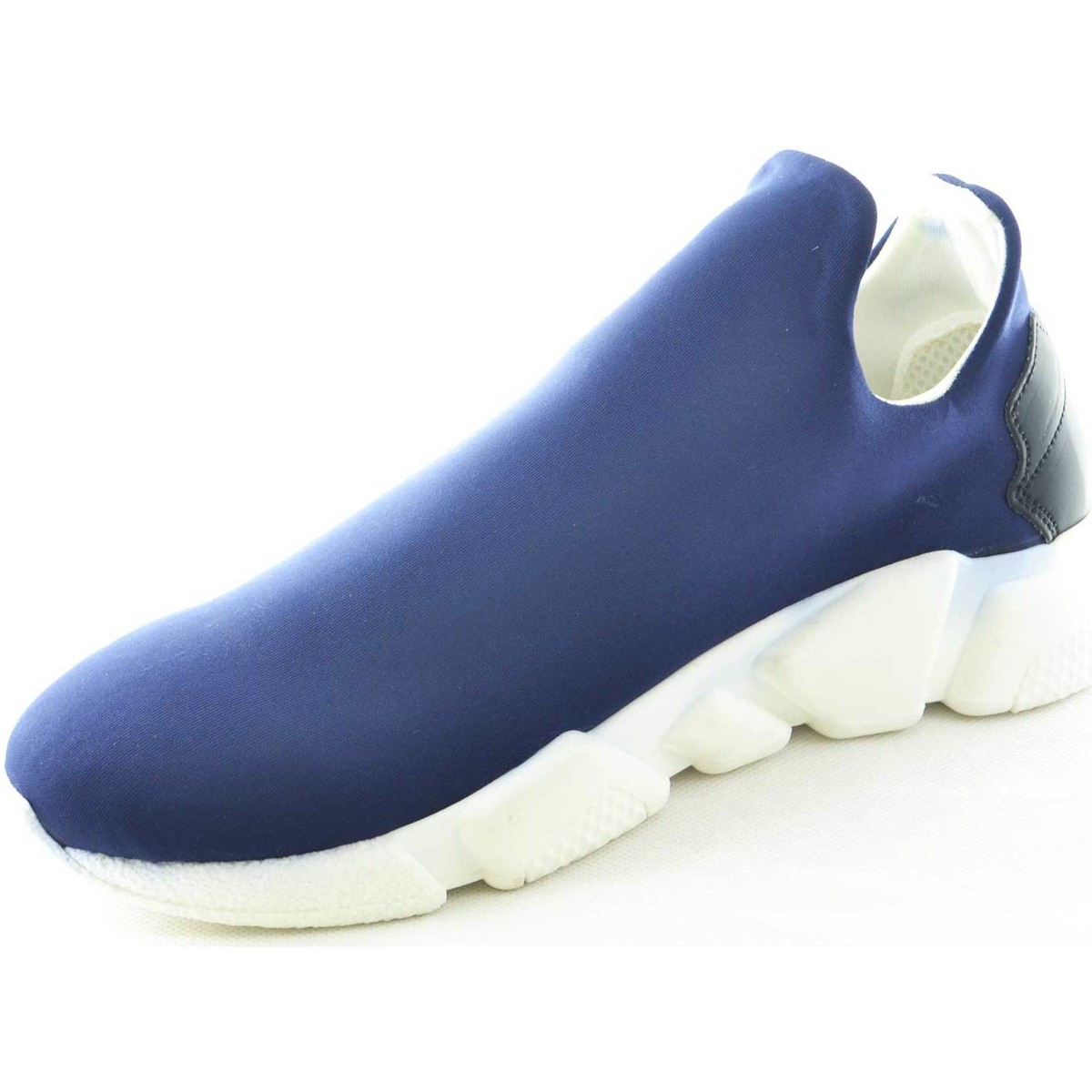 Scarpe Uomo Sneakers basse Made In Italia Scarpe uomo calzino lycra blu fondo bianco antistatica e antisc Multicolore
