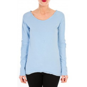 Abbigliamento Donna T-shirts a maniche lunghe By La Vitrine T-shirt Empiècement Pailleté 2119 Bleu Blu