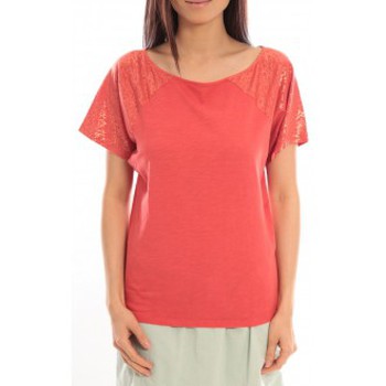 Abbigliamento Donna T-shirt maniche corte Blune T-Shirt Pointilleuse PO-TF02E13 Rouge Rosso