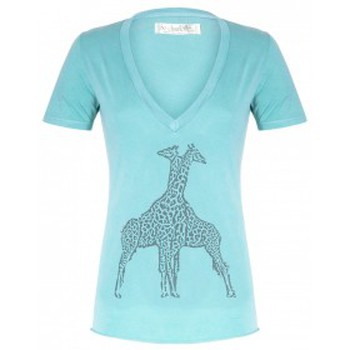 Abbigliamento Donna T-shirt maniche corte So Charlotte V neck short sleeves Giraffe T00-91-80 Vert Verde