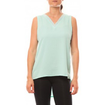Abbigliamento Donna Top / T-shirt senza maniche De Fil En Aiguille Débardeur Voyelle L147 Turquoise Blu