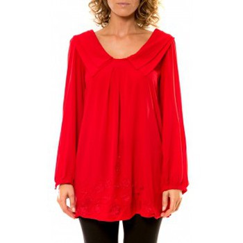 Abbigliamento Donna T-shirts a maniche lunghe Vision De Reve Vision de Rêve Chemisier Col Claudine IP11013 Rouge Rosso