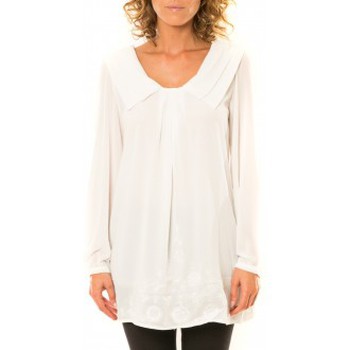 Abbigliamento Donna T-shirts a maniche lunghe Vision De Reve Vision de Rêve Chemisier Col Claudine IP11013 Blanc Bianco