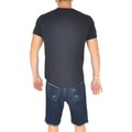 Image of T-shirt Malu Shoes T- shirt basic uomo cotone nero modello over con inserti in tes