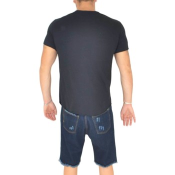 Abbigliamento Uomo T-shirt maniche corte Malu Shoes T- shirt basic uomo cotone nero modello over con inserti in tes NERO
