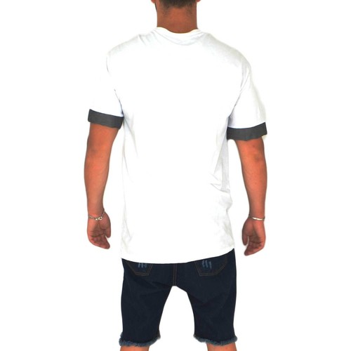 Abbigliamento Uomo T-shirt maniche corte Malu Shoes T- shirt basic uomo cotone bianco  modello over con inserti in Bianco