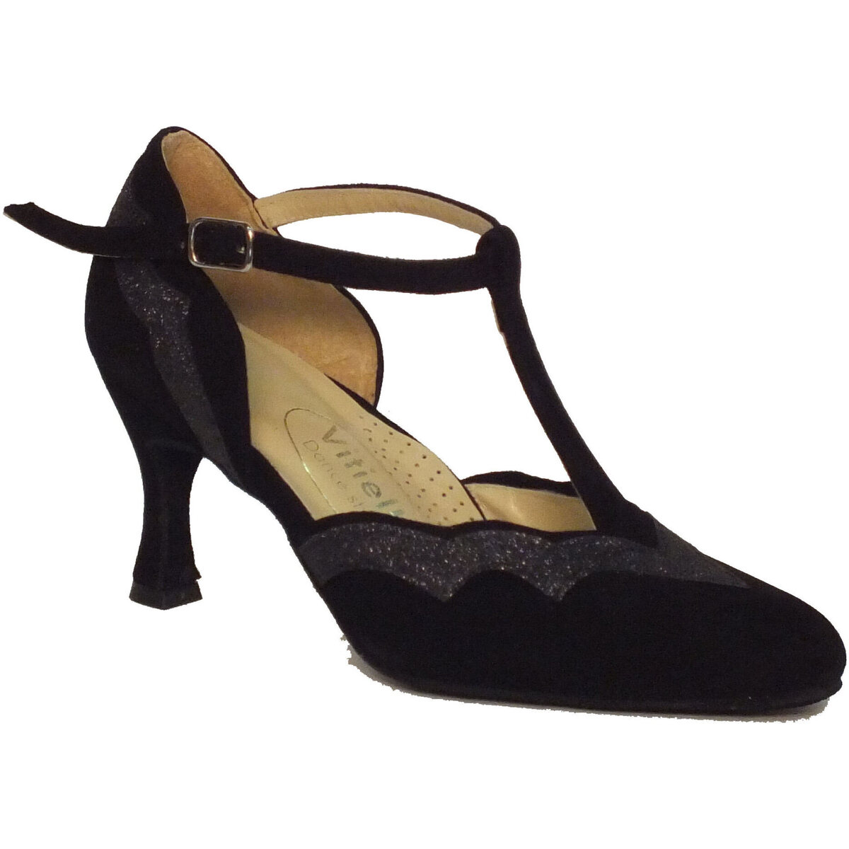Scarpe Donna Sandali sport Vitiello Dance Shoes Standard camoscio e cristal Nero