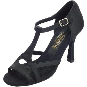 Scarpe Donna Sandali sport Vitiello Dance Shoes Scarpe da ballo Tango Standard donna raso nero con tacco alto Nero